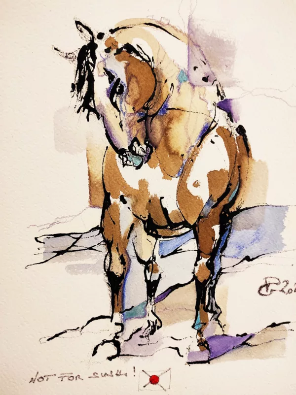 Dessin d'un cheval en couleur de Patrick Gisselbrecht