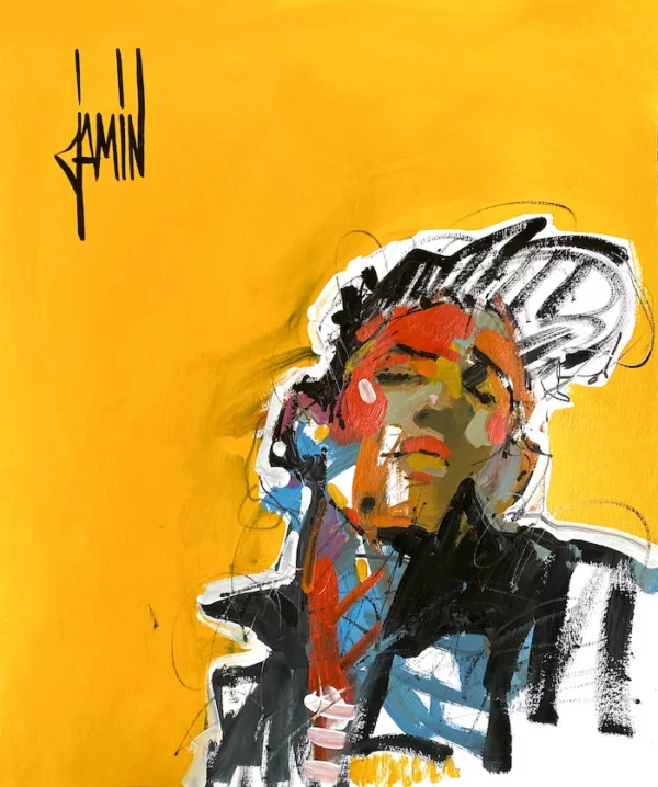 Introportrait sur fond jaune par David Jamin