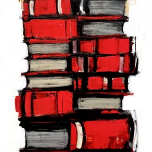 Une pile de livres rouges sur fond blanc de David Jamin